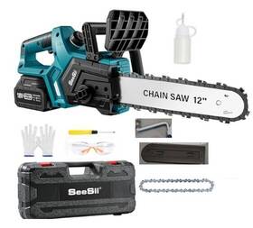 12 Inch Chainsaw 973692193234 Seesii Electric Battery With 2 Batteries Cordless Gloves And Glasses