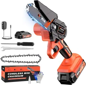 Aokia 445008122188 Cordless Mini Chainsaw 21v 4in Electric Handheld And Portable Power Chain