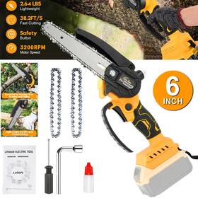 Autojare Mr-ldj-dw6c 6 Inch Brushless Cordless One-hand Chainsaw Electric Wood Cutter For Dewalt 18/20v