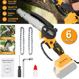 Mr-ldj-dw6c Autojare 6 Inch Brushless Cordless One-hand Chainsaw Electric Wood Cutter For Dewalt 18/20v