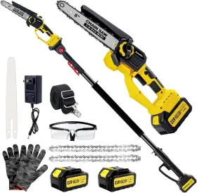 Autubin 445052367351 Brushless 2-in-1 Cordless Pole Saw And Mini Chainsaw 2 21v 4.0ah Battery Powered