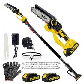 Autubin Gzj-yellow-6in2.0ah Pole Saw Electric Cordless 6 Inch 16 Ft 2-in-1 Saws Tree Trimming 1200w