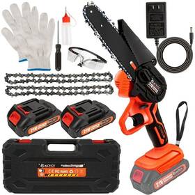 Aymz 9160 6 Inch Mini Cordless Chainsaw 21v 2000mah Battery 2 Chains Safe And Portable