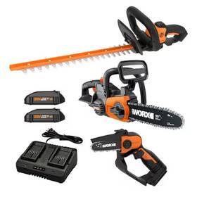 Branded 313035021095 Worx 20v Cordless Hedge Trimmer Pruning Saw Chainsaw Combo Kit Tool Set New