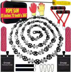 Pcs002 Branded 55 Inch High Limb Rope Saw Dual Sided Pocket Chainsaw With 70 Sharp Teeth 360