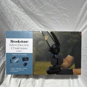 Brookstone Bk-cem-450 Mini Cordless Chainsaw Set Battery Safety Features Accessories