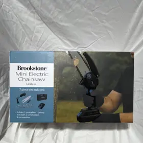 Bk-cem-450 Brookstone Mini Cordless Chainsaw Set Battery Safety Features Accessories
