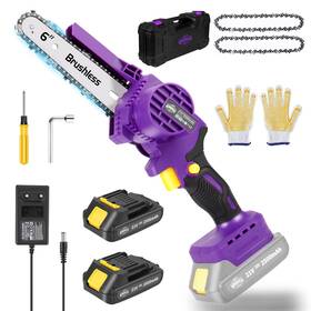 Burgarden 791974956188 Brushless Mini Chainsaw 6-inch Cordless Battery Powered S