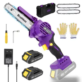 Burgarden 791974956188 Brushless Mini Chainsaw 6-inch Cordless Battery Powered S