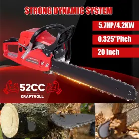 Catinbow 077400266039 52cc 20 Inch Gasoline Chainsaw Powered Wood Cutting Engine Gas Crankcase Chain Saw
