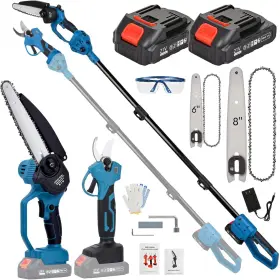 Cobuy 694685367970 4-in-1 Electric Pole Saw And Pruning Shears Combo Kit 6 & 8 Saws For Tree