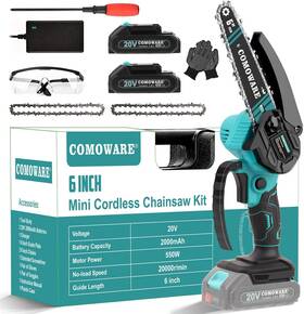 Comoware Cn-chainsaw-2b Mini Chainsaw Cordless Small Batteries Portable Hand Handheld Branch Trimming
