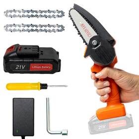 Coreus 684442831929 Mini 4in Chainsaw Cordless Handheld Rechargable 21v 2000 Mah