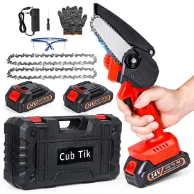Cub Tik 712215442758 Mini Chainsaw Cordless 4-inch Battery Powered One-hand Electric Chai