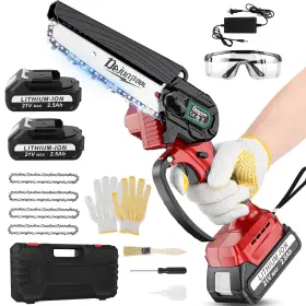 Dejunpiool 901489039168 Mini Electric Chainsaw Cordless Brushless 4 Chains 2x 2500 Mah 6 Inch Smal