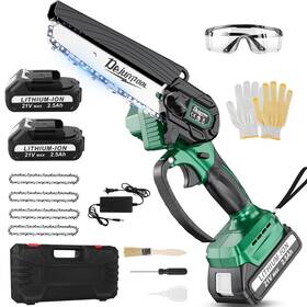 Dejunpiool 901489039175 Mini Chainsaw Cordless Battery Powered 4 Chains 2x 2500 Mah 6 Inch