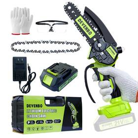 Devenbo 008678497245 6 Inch Mini Chainsaw Cordless Wood Cutting With Batteries - Green