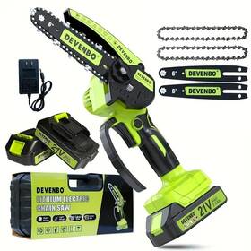 Devenbo 008678514843 Mini Chainsaw 6 Inch Hand Saw With Electric Function - Green