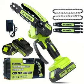 Devenbo 008678514843 Mini Chainsaw 6 Inch Hand Saw With Electric Function - Green