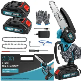 Dikako 794261683736 Sendry Mini Chainsaw 6-inch Powerful Cordless Rechargeable Handheld Small El