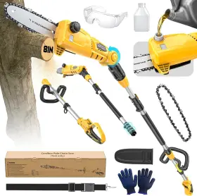 Ecarke 313108021038 Cordless Pole Saw Compatible With Dewalt 20v 16ft Max Total Reach 8 Inc