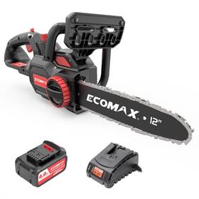 Ecomax 810018926793 Cordless Chainsaw 12-inch 18v Electric With 4ah Battery And Fast Ch