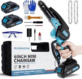 Elitehome 313099245215 Mini Chainsaw Cordless 2 Batteries 6 Inch Electric Portable Handheld S