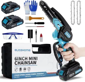 Elitehome 313099245215 Mini Chainsaw Cordless 2 Batteries 6 Inch Electric Portable Handheld S