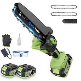 Endutools 763300647916 Mini Chainsaw 8-inch Electric Cordless Lightweight With Tool-free C