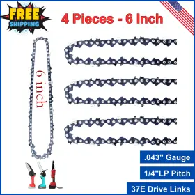 Fifchall 313088513509 6 Inch Mini Chainsaw Chain 4pcs Cordless Electric Portable