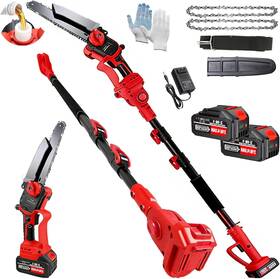 Gawonaa 744110105087 2-in-1 Cordless Electric Pole Saw For Tree Trimming 8 Inch Chainsaw With 2 X 4