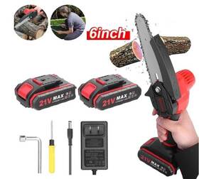 Geevorks 313046780776 Geevworks Mini Chainsaw 6-inch With 2pcs Batteries Cordless Power Chain Saw