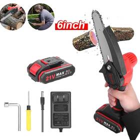 Geevorks E23386us-1 6 Inch Cordless Mini Chainsaw 21v Battery Brush Motor One-hand Usesafe And Lightweight
