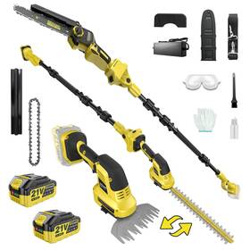 Gisam Yl-82 6-in-1 Cordless Pole Saw And Hedge Trimmer Dual 4.0ah Batteries 8 Inch Brush