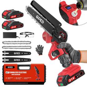 Gped 331924333204 Mini Chainsaw Cordless 6 Inch Dual 21v 2000mah Batteries Security Lock