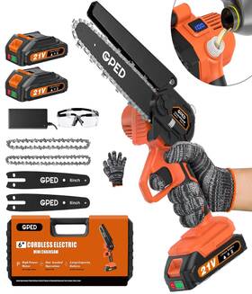 Gped 680358183213 6 Inch Mini Cordless Chainsaw Orange - High Hardness Chain
