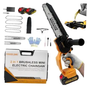 Gso688 Grassone Mini Chainsaw 8 Inch And 6 Portable Electric 2025 Upgrade Yellow