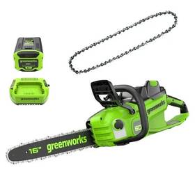 Greenworks 2031202 60v 16 Inch Brushless Chainsaw 2.5ah Battery And Charger Extra Chain