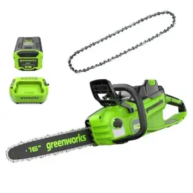 2031202 Greenworks 60v 16 Inch Brushless Chainsaw 2.5ah Battery And Charger Extra Chain