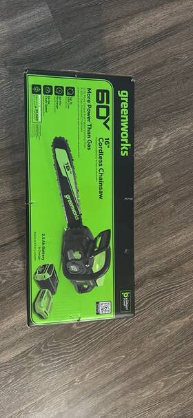 Greenworks 33006 60v 16 Inch Cordless Chainsaw Chain Brake Brushless Motor Battery Charger