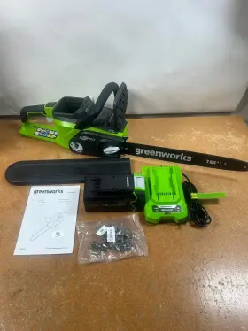 Greenworks 841821011345 40v 16 Inch Brushless Cordless Chainsaw 4.0ah Battery And Charger