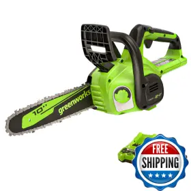 B09wwqsdxz Greenworks 24v 10 Cordless Compact Chainsaw For Storm Clean-up Pruning And