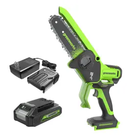 Cs24l211-00 Greenworks 24v 6 Inch Bl Pruning Saw With Auto Oiler 2.0ah Battery And Charger
