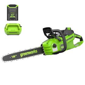 Greenworks North America 2028502 60v 18 Inch 2.0kw Brushless Chainsaw With 4.0 Ah Battery And 3 Amp Charger