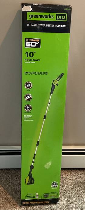 Greenworks Ps60l211 Brand New 60v 10 Inch Cordless Battery Pole Saw With Model #ps60l211