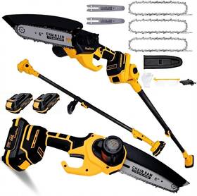 Group 726084279766 2-in-1 Cordless Mini Chainsaw And Pole Saw 15ft Extendable Tree Trimmer 20v Ba