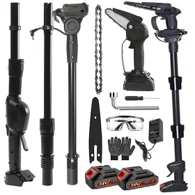 Harmkrola 863195262355 Brushless Pole Saw 2-in-1and Mini Chainsaw 6 Inch Cutting Cordless Power