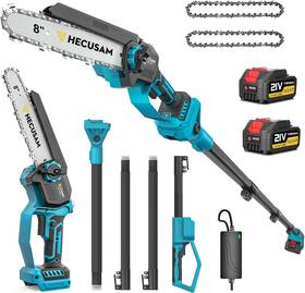 Hecusam Kl018 2-in-1 Cordless 8 Inch Pole Saw For Tree Trimming 15.7ft Extended Reach Electri