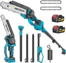 Kl018 Hecusam 2-in-1 Cordless 8 Inch Pole Saw For Tree Trimming 15.7ft Extended Reach Electri