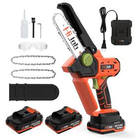 Hijob Y-hij-c-0321 New 6 Inch Cordless Mini Chainsaw 20v Battery 2 Chains Handheld Wood Cutter